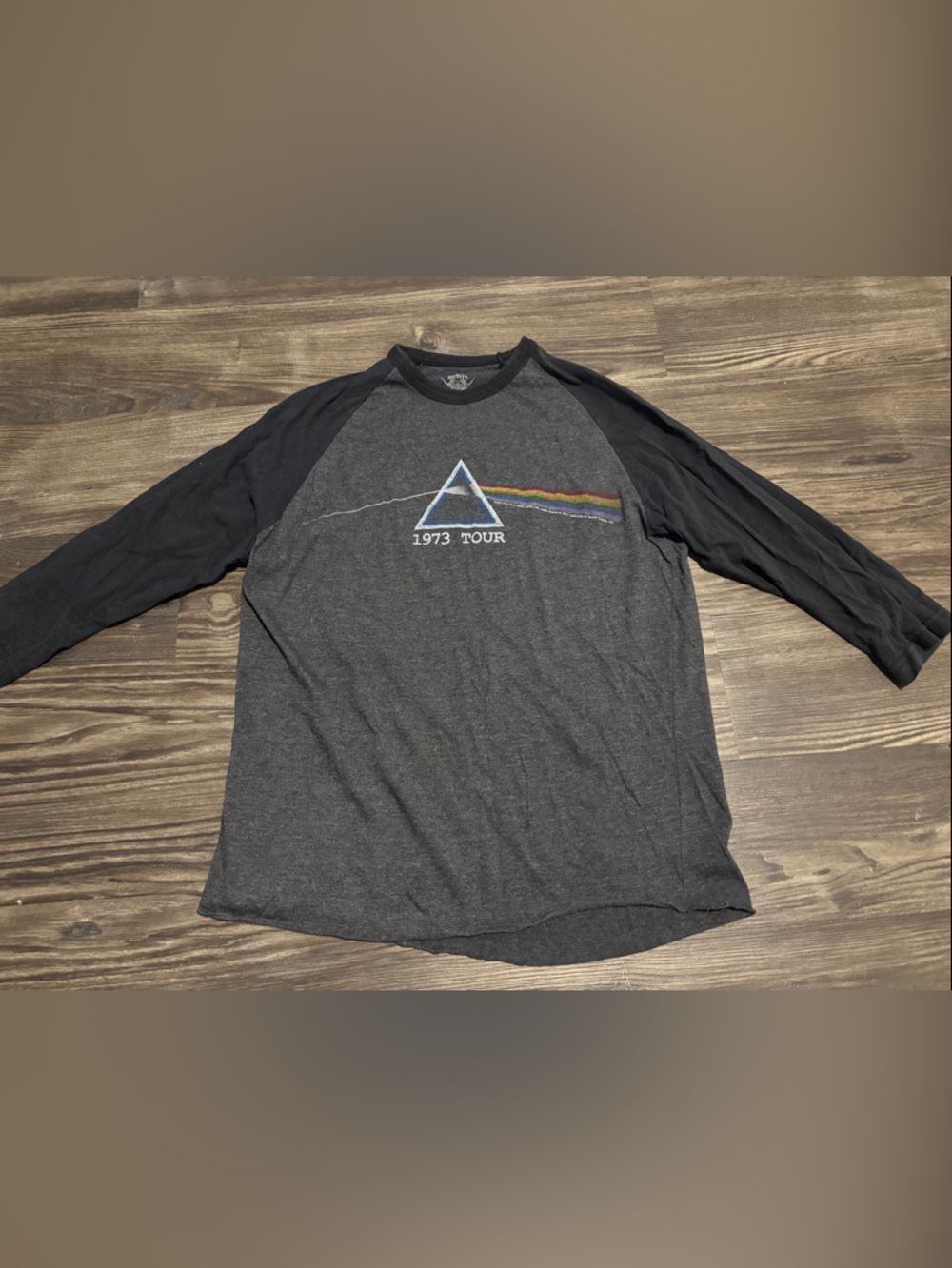 Charcoal and Black Raglan Long-Sleeve Pink Floyd Tee